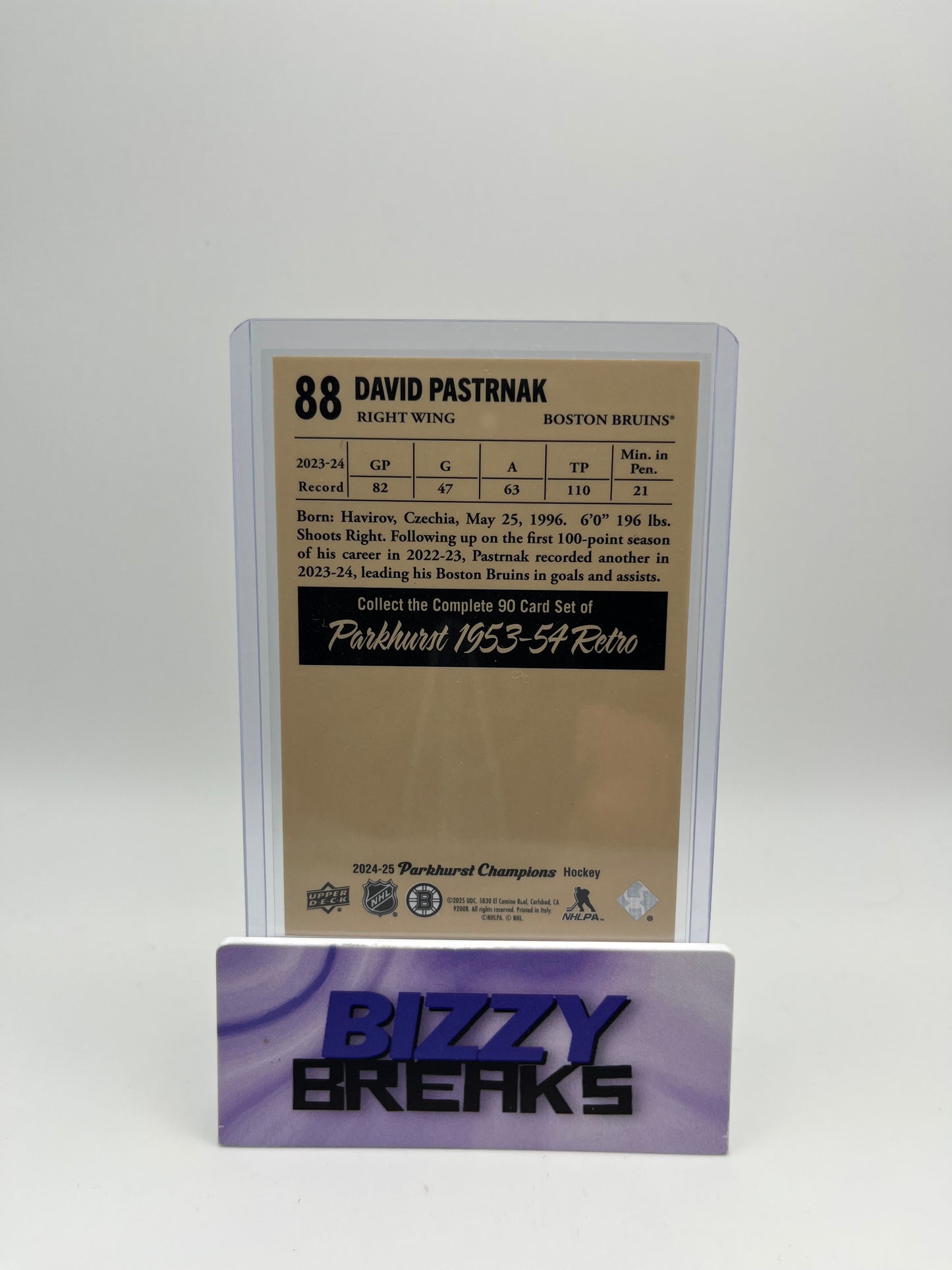 *SINGLES* DAVID PASTRNAK PARKHURST CHAMPIONS 53-54 RETRO BOSTON BRUINS