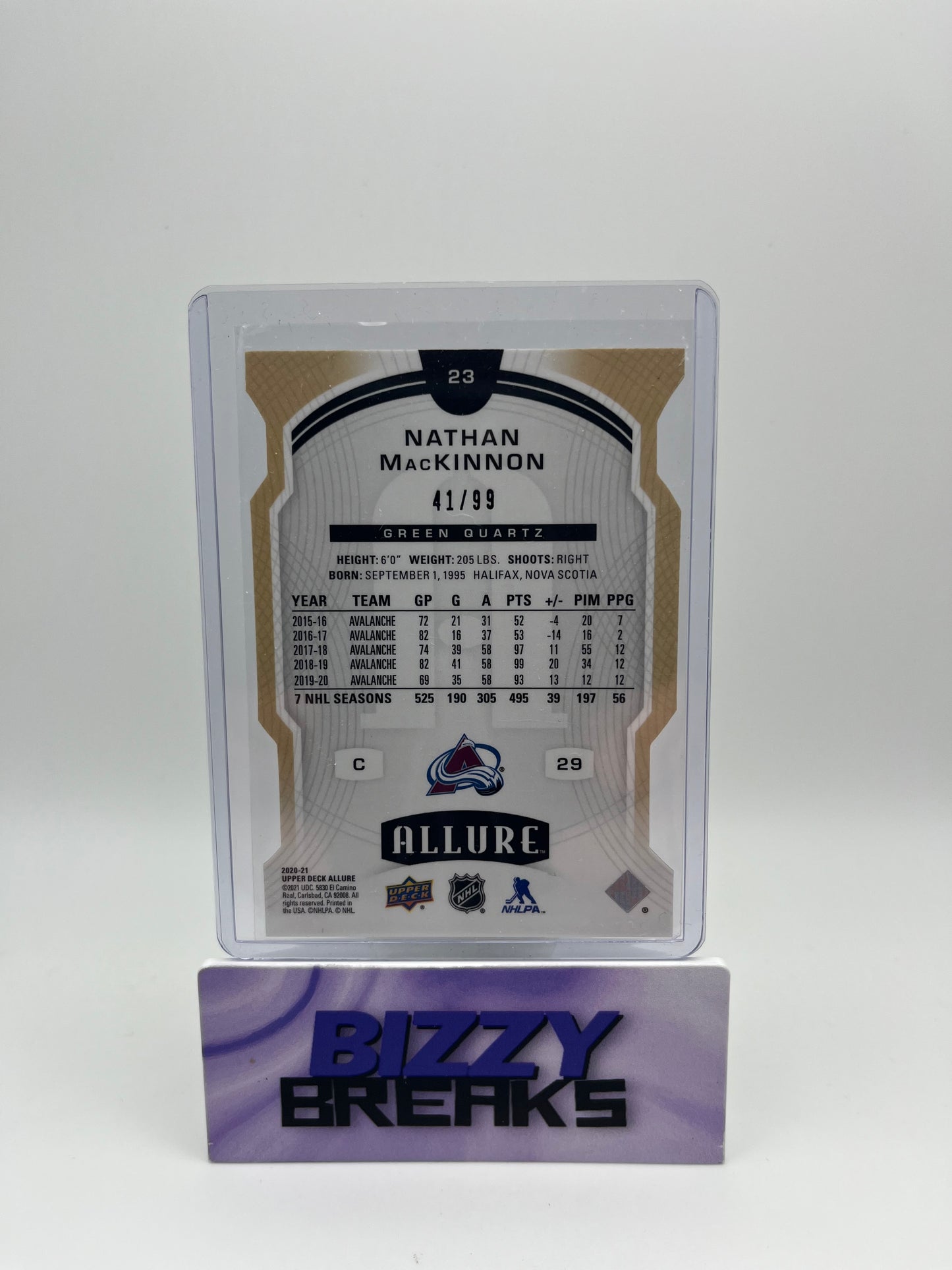 *SINGLES* NATHAN MACKINNON ALLURE GREEN QUARTZ 41/99 COLORADO AVALANCHE