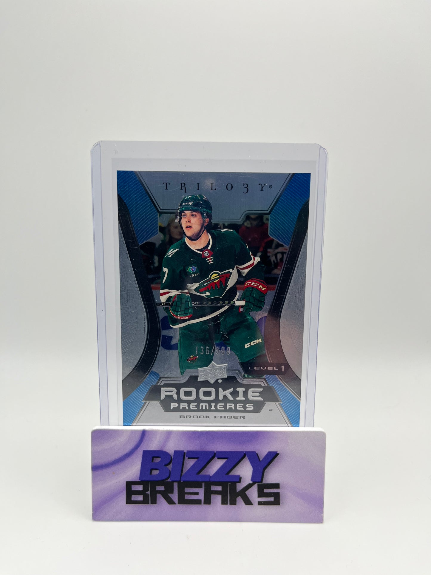 *SINGLES* BROCK FABER TRILOGY ROOKIE PREMIERES LEVEL 1 136/999 MINNESOTA WILD