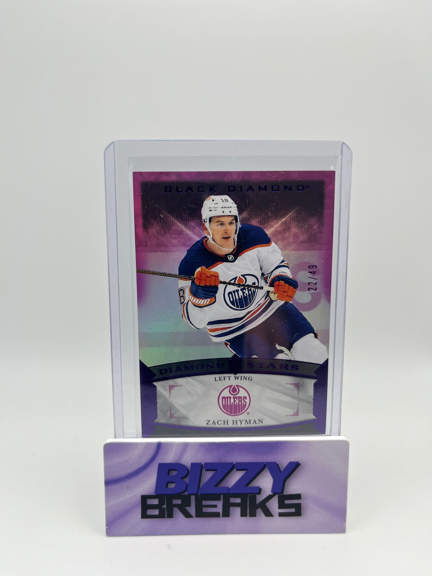 *SINGLES* ZACH HYMAN BLACK DIAMOND DIAMOND STARS PURPLE 22/49 EDMONTON OILERS
