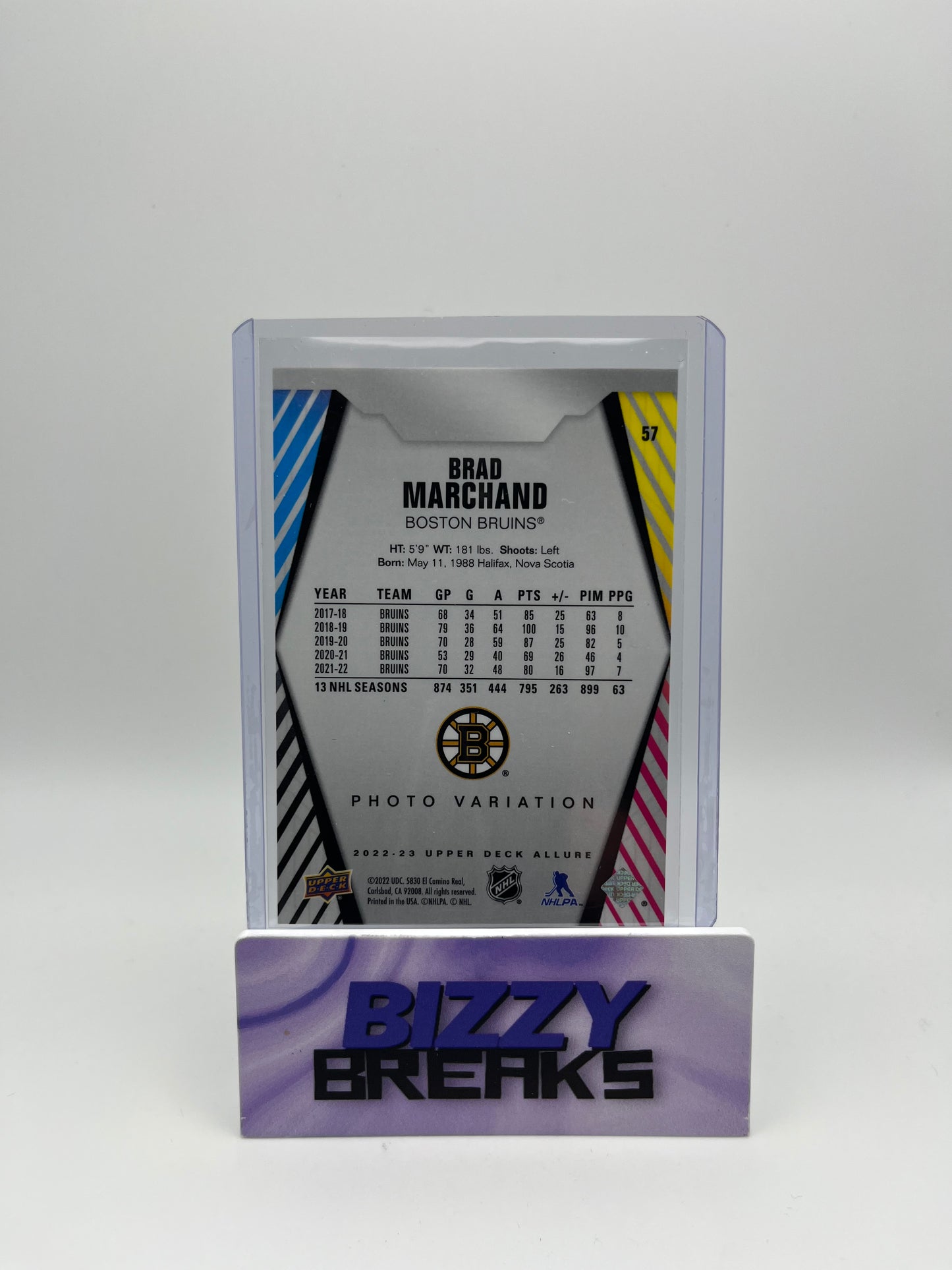 *SINGLES* BRAD MARCHAND ALLURE BASE PHOTO VARIATION BOSTON BRUINS