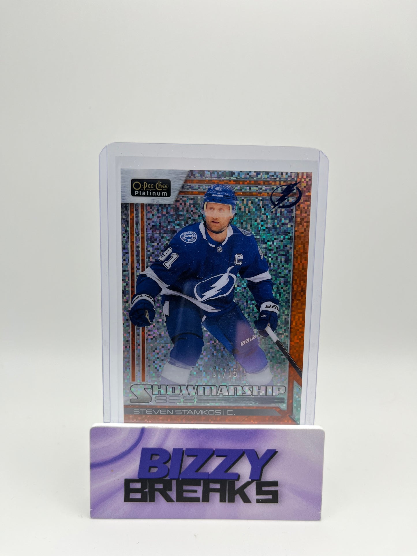 *SINGLES* STEVEN STAMKOS PLATINUM SHOWMANSHIP ORANGE PIXELS 01/15 TAMPA BAY LIGHTNING