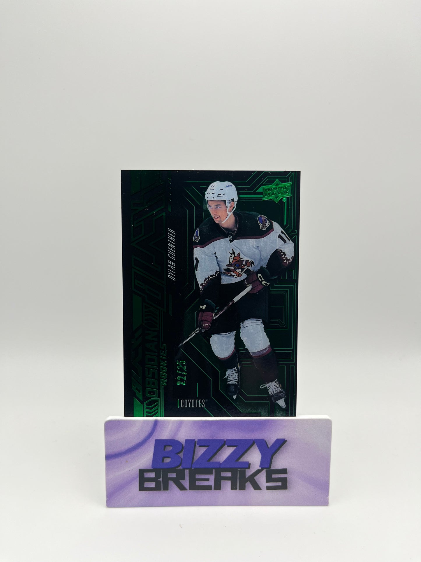 *SINGLES* DYLAN GUENTHER UD BLACK OBSIDIAN ROOKIE EMERALD 22/25 ARIZONA COYOTES
