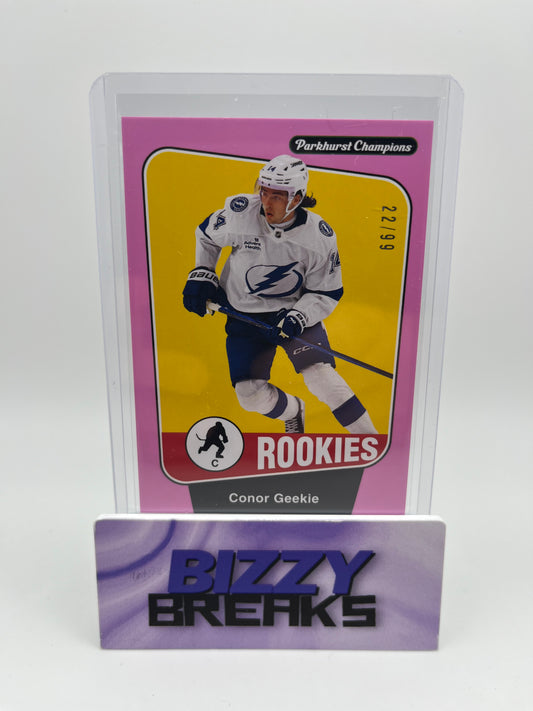 *SINGLES* CONOR GEEKIE PARKHURST CHAMPIONS SHELL PINK ROOKIE /99 TAMPA BAY LIGHTNING