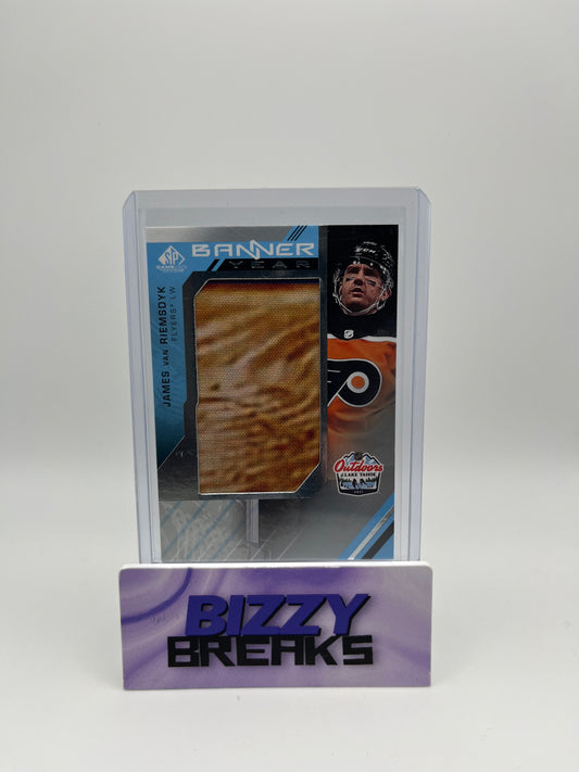 *SINGLES* JAMES VAN RIEMSDYK SP GAMEUSED "BALL-BAG" BANNER YEAR PHILADELPHIA FLYERS