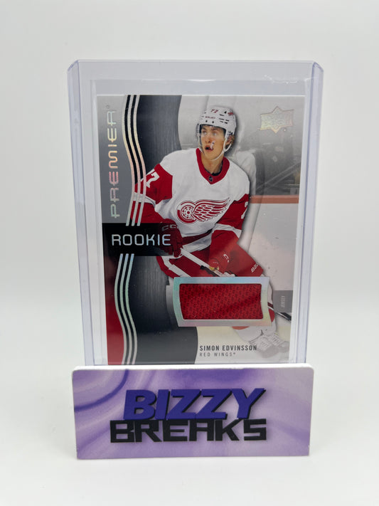 *SINGLES* SIMON EDVINSSON PREMIER BASE ROOKIE JERSEY DETROIT RED WINGS