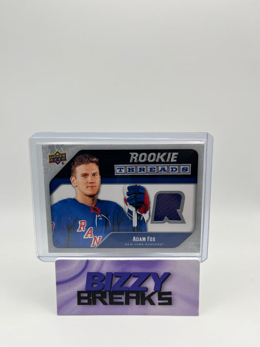 *SINGLES* ADAM FOX ROOKIE THREADS NEW YORK RANGERS