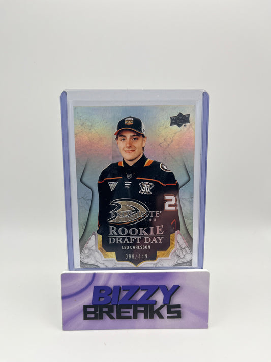 *SINGLES* LEO CARLSSON EXQUISITE COLLECTION ROOKIE DRAFT DAY 88/349 ANAHEIM DUCKS