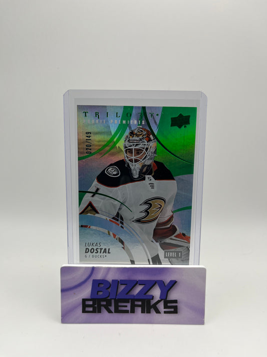*SINGLES* LUKAS DOSTAL TRILOGY LEVEL 1 ROOKIE PREMIERES GREEN 20/149 ANAHEIM DUCKS