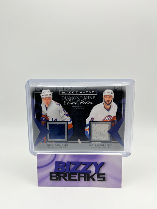 *SINGLES* BOB BOURNE KEN MORROW BLACK DIAMOND DIAMOND MINE DUAL RELICS NEW YORK ISLANDERS