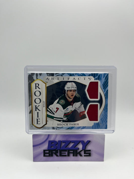 *SINGLES* BROCK FABER ARTIFACTS ROOKIE HORIZONTAL DUAL JERSEY 347/399 MINNESOTA WILD