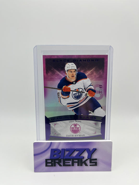 *SINGLES* ZACH HYMAN BLACK DIAMOND DIAMOND STARS PURPLE 22/49 EDMONTON OILERS