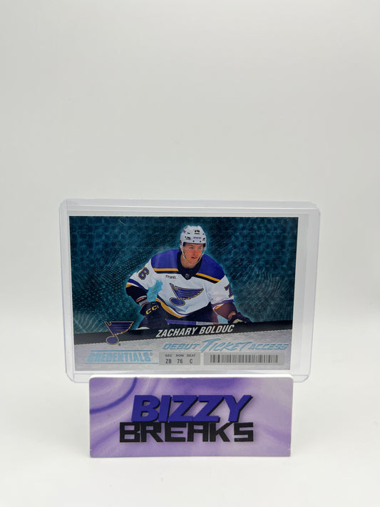 *SINGLES* ZACHARY BOLDUC CREDENTIALS DEBUT TICKET ACCESS HORIZONTAL ST. LOUIS BLUES