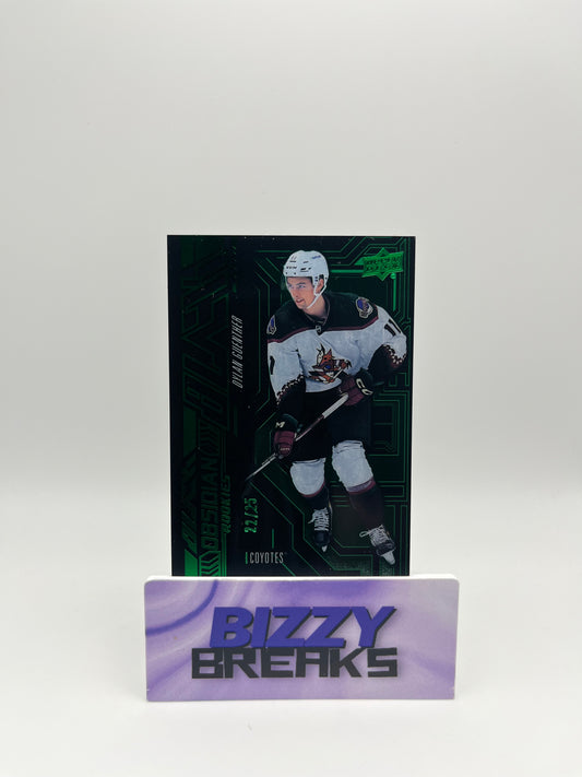 *SINGLES* DYLAN GUENTHER UD BLACK OBSIDIAN ROOKIE EMERALD 22/25 ARIZONA COYOTES