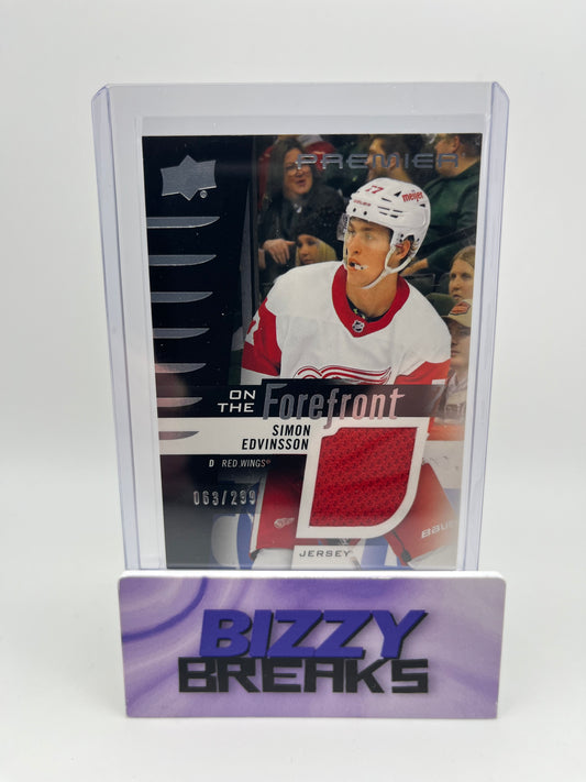 *SINGLES* SIMON EDVINSSON ON THE FOREFRONT ROOKIE JERSEY /299 DETROIT RED WINGS