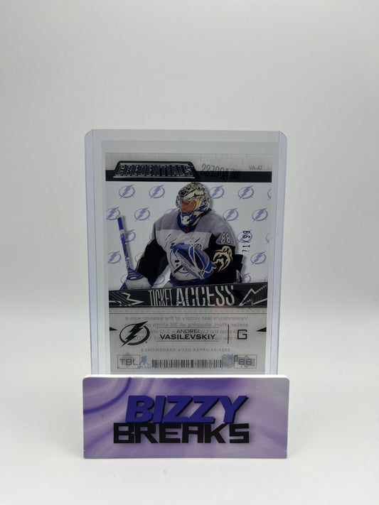 *SINGLES* ANDREI VASILEVSKIY CREDENTIALS TICKET ACCESS ACETATE 71/99 TAMPA BAY LIGHTNING